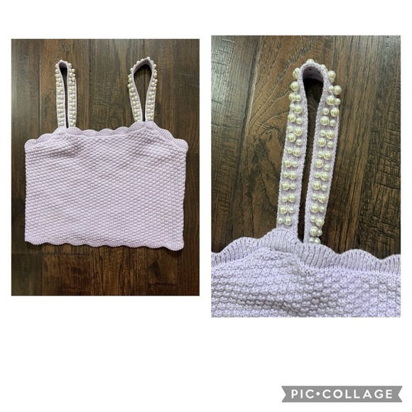 House of Harlow 1960 Sweaters - House Of Harlow 1960 S Cropped Knit Top Sweater Pearl‎ Straps Cottage Core Fairy